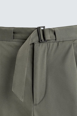 BERMUDA RELAXED FIT PLIEGUES CINTUR?N / Khaki - Zara фото 9
