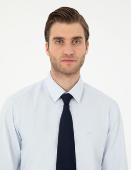 A__k Mavi Slim Fit Uzun Kollu Basic G_mlek