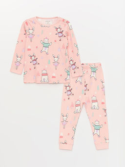 Bisiklet Yaka Desenli Uzun Kollu K?z Bebek Pijama Tak?m?