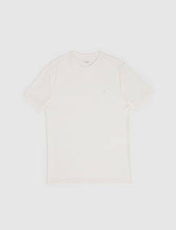 Beyaz Slim Fit Dokulu Bisiklet Yaka T-shirt