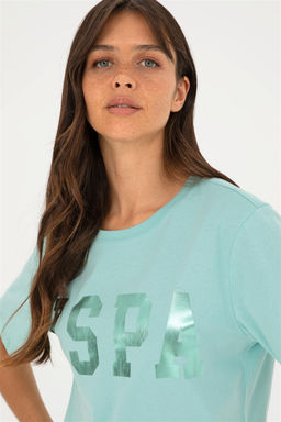 U. S. Polo Assn / Женская базовая футболка с круглым вырезом зеленого цвета - U.s. polo assn фото 2