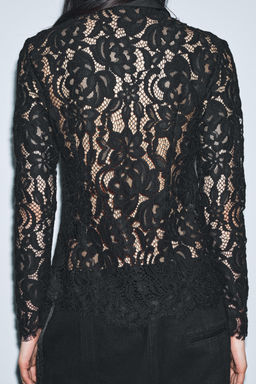 CAMISA ENCAJE ZW COLLECTION / Negro