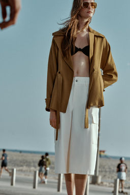 CHAQUETA TRENCH CON LINO CINTUR?N / Aceite - Zara фото 2