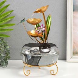 Фонтан настольный «Стрекоза в цветах», от сети, 21×21×34 см