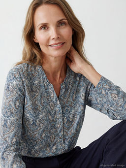 Ka??k Yaka Desenli Bluz