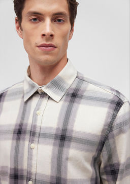 Kareli Gri Shirt - Mavi фото 5