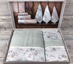 Набор полотенец Pupilla LION хлопок (3 шт) (30*50,50*90,70*140) MINT с принтом