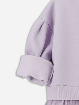 Bisiklet Yaka Elsa Bask?l? K?z ?ocuk Elbise