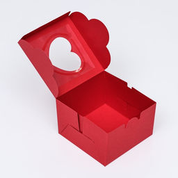 Цена за 4 шт. Коробка сборная подарочная, красная, с фигурным окном «Сердце», 10×10×6.5 см