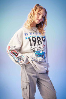 Толстовка с принтом Cool Oversize с круглым вырезом