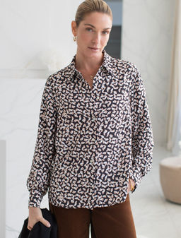 D29.269 Блузка женская черный-бежевый