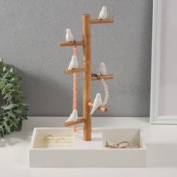 Подставка для украшений «Птички на дереве», белый, 24×12×32 см