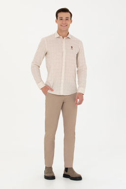 Erkek Slim Fit Koyu Bej Kanvas / Chino Pantolon
