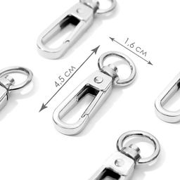 Цена за 2 шт. Карабин металлический, 45 16 мм / 10 2,2 мм, 5 шт, цвет серебряный