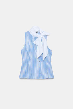 CAMISA RAYAS LAZO MANGA SISA / Azul / Blanco