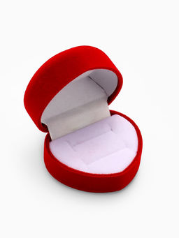 Футляр под 2 кольца Сердце малое, серёжки, бархатный, 5?5 см, бордовый