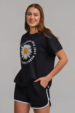 Арт. 9105 Пижама с шортами 42-50 (5 шт) Цвет:верх-черный,низ-черный - Калинка фото 5