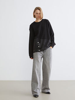 Bisiklet Yaka Oversize Kad?n Sweatshirt