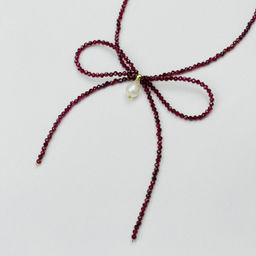 Колье из Граната и Жемчуга "Бантик" 39 см +