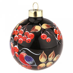 Елочная игрушка шар стеклянная д8см, черный, ручная художественная роспись, подарочная упаковка (Россия) - Домашняя мода фото 5