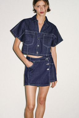 FALDA PANTAL?N Z1975 DENIM CRUZADA / Azul - Zara фото 3