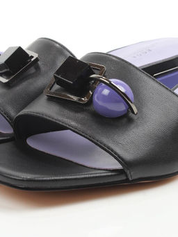08-HLP1035-28 BLACK/VIOLET Босоножки женские (натуральная кожа)