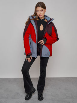 Горнолыжная куртка женская зимняя большого размера красного цвета 2308Kr - Mtforce фото 9