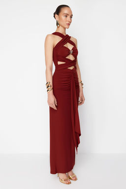 TRENDYOLMILLA X Zeynep Tosun Kiremit Cut Outlu Y?lan Aksesuar Detayl? Abiye & Mezuniyet Elbisesi TCLSS24AE00000  фото 3