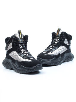 04-8524-3 BLACK Ботинки женские зимние (искусственные материалы)