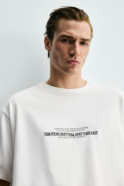 CAMISETA BOXY FIT BORDADOS COMBINADOS / Blanco - Zara фото 5