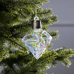 Ёлочный шар Морозный кристалл, 11х7.5 см, 1 LED, от батареек, свечение RGB - Luazon lighting фото 4