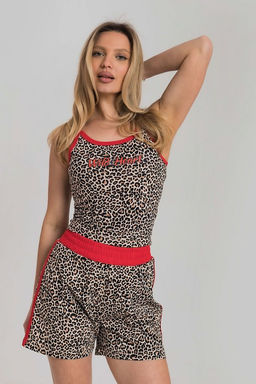 Пижама топ и шорты М325411Пкк коричневый/красный - Елена фото 2