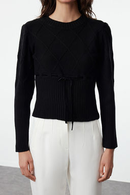 Siyah Kurdele/Fiyonk Detayl? Triko Kazak TWOAW25KZ00225 - Trendyolmilla фото 4