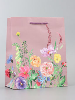 Цена за 2 шт. Пакет подарочный ламинированный вертикальный «Цветочный узор», 18×22.3×10 см