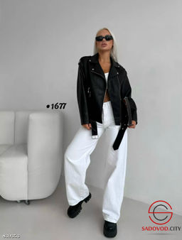 Кожаная женская куртка-косуха