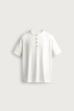 CAMISETA REGULAR FIT CUELLO PANADERO / Blanco roto - Zara фото 7