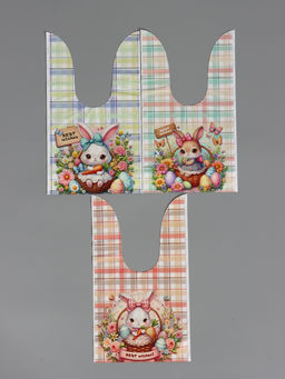 Цена за 50 шт. Пакет полиэтиленовый подарочный с ушками "Зайчик и корзина", 13 х 23±1 см