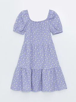 Kare Yaka K?sa Kollu K?z ?ocuk Elbise - Waikiki фото 2