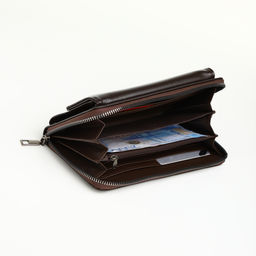 Портмоне-клатч мужской на молнии TEXTURA, коричневое