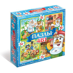 Пазлы 4 в 1 "Сказки Корнея Чуковского"