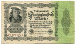Банкнота 50000 марок 1922 года Германия