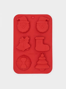 Форма для выпечки Доляна «Новый год. Праздник к нам приходит», силикон, 26×17.5 см, 6 ячеек, красная
