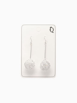 Серьги висячие Шарик переплетение, цвет светлое серебро, 6.5 см