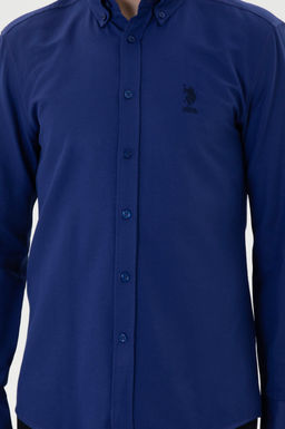 Мужская синяя длинная рубашка базовая рубашка скидка в корзине - U.s. polo assn фото 6