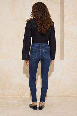 Koyu Mavi Sekillendiren Etki Yuksek Bel Ekstra Esnek Skinny Jeans TWOAW24JE00070