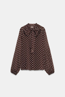 POLKA DOT BLOUSE WITH BOW - Zara фото 9