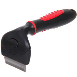 Расческа - фурминатор с кнопкой самоочистки для животных "ПРОФФ - МОЙ БРО", прорезиненная ручка, цвет черный, 6*14,5см