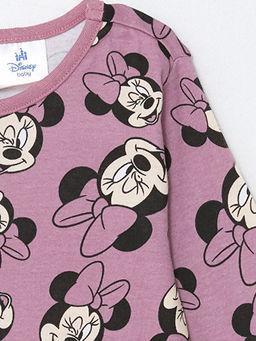 Bisiklet Yaka Minnie Mouse Bask?l? K?z Bebek Pijama Tak?m?