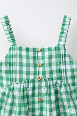 TOP BORDADOS CUADRO VICHY / Blanco / Verde