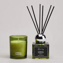 НАБОР АРОМАТИЧЕСКИЙ LUXURY СВЕЧА В СТАКАНЕ 6*7,5 СМ И ДИФФУЗОР 70 МЛ CYPRESS&GRAPEVINE